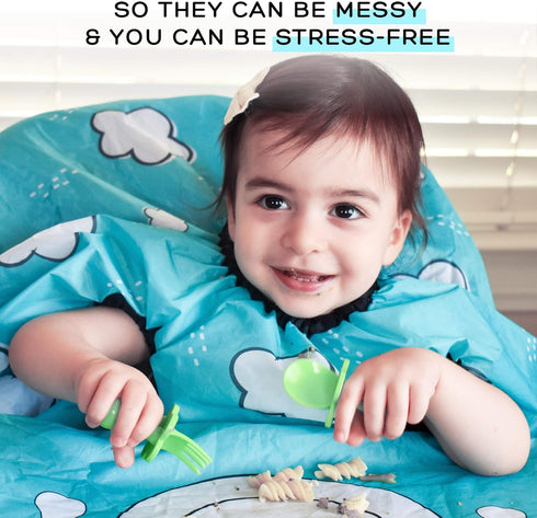 6-24 grabease Allover Waterproof Bib for Self-Feeding Infants and Toddlers, Machine Washable, Ages Months