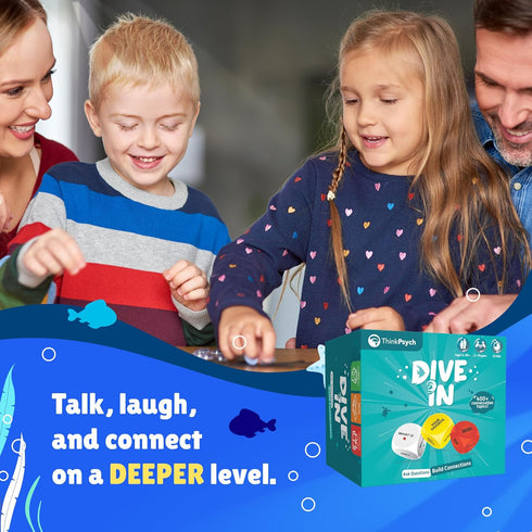 Dive in - 400+ Family Conversation Starters Game, Dice & Cards for Ages 6-99, Best Family Games