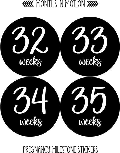 Pregnancy Weekly Belly Growth Stickers, Large Set of 36, Week to Week Photo Prop for Expecting Maternity Keepsake