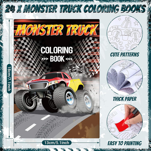 24 Set 24 Funrous Monster Truck Coloring Books Bulk with Stacking Crayons Monster Truck Party Favors Activity Books