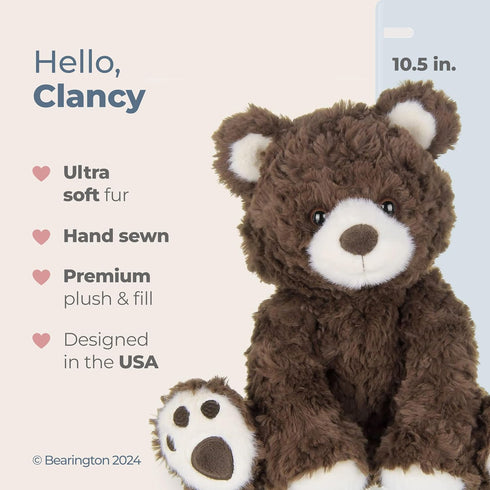 10.5" Bearington Clancy Teddy Bear Stuffed Animal - Soft and Cuddly Stuffed Bear Plush with Weighted Bean Bag Bottom
