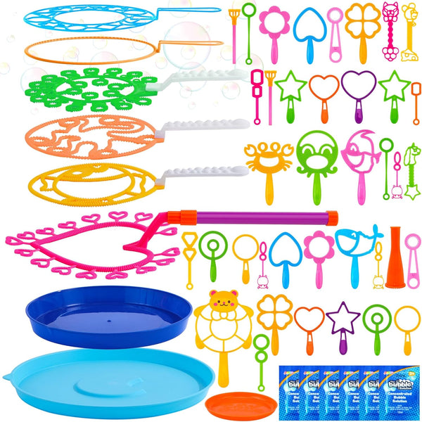 JOYIN Big Bubble Wands Set, 48 Pcs Giant Bubble Maker with Tray