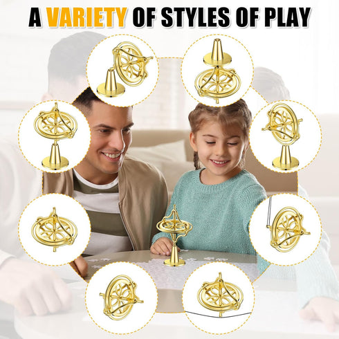 2 Packs Gyroscope Toys, Metal Anti Gravity Gyroscope for Kids, Colorful Precision Top Educational Gifts