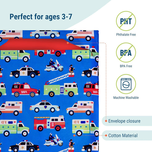 Wildkin Kids Cotton Nap Mat Cover - Soft, Durable with Sewn-in Flap, Fits 1.5" Vinyl Sleep Mats - Heroes