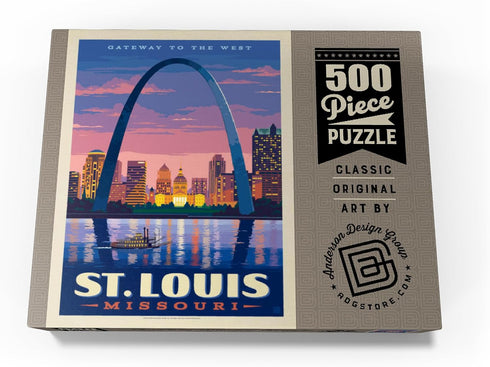 MyPuzzle St. Louis, MO Vintage Poster, Gateway Arch at Sunset, Premium 500 Piece Jigsaw Puzzle