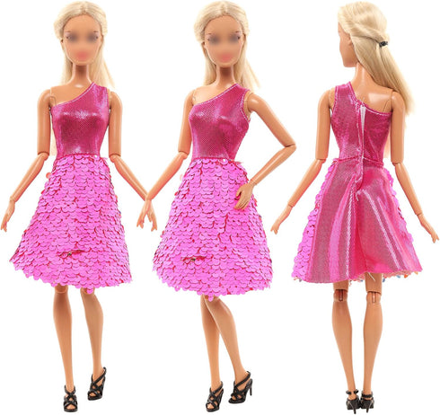 BARWA 10 Sets Doll Clothes, 3 Sequins Dresses, 3 Floral Dresses & 4 Casual Outfits for 11.5 Inch Dolls