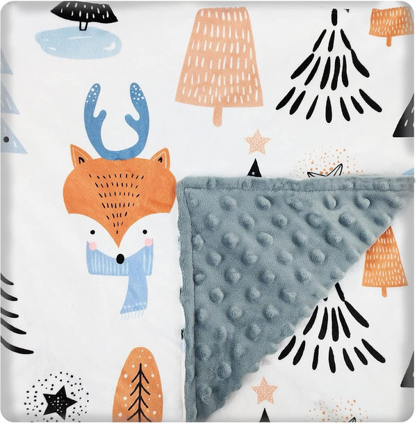 Baby Blanket for Boys Girls, Fox Printed, 30"x40", Soft Plush Minky Blanket for Toddlers Newborn