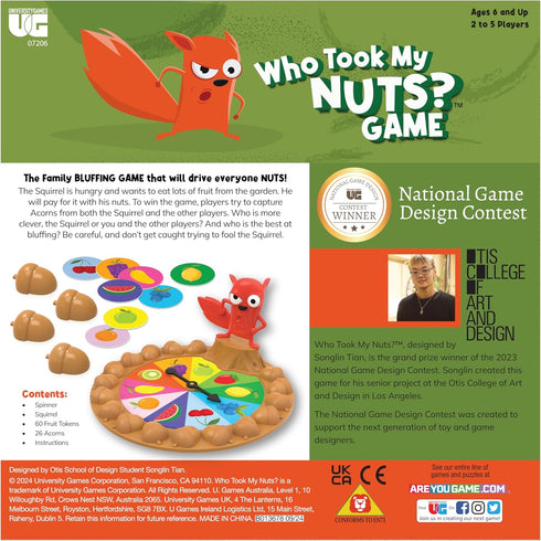6+, University Games, Who Took My Nuts? Family Bluffing Game, Ages Trade Fruit, Outsmart Friends & Collect Acorns Fast