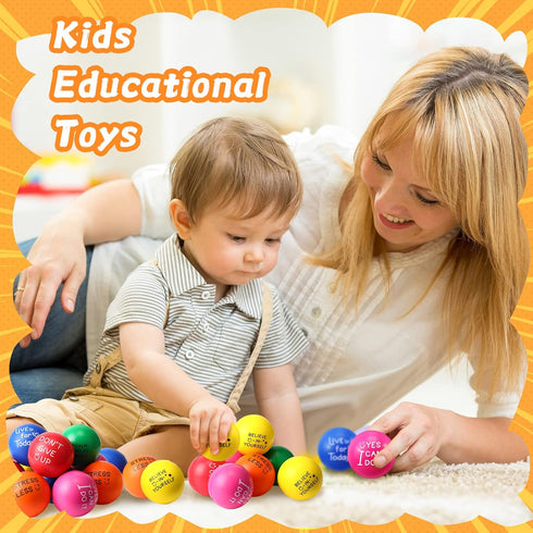 60 Pieces Motivational Stress Balls 1.97 Inch Inspirational Colorful Foam Balls for Kids Adults Anxiety Relief