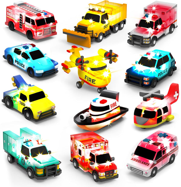 Tub Works Emergency Cars Light Up Bath Toys, 12 Pack | Water-Activated