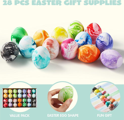 28 Set, JOYIN Pcs Easter Sidewalk Chalk Eggs Easter Eggs Chalks, Gifts for Boys Girls Kids Toddlers Basket Stuffers
