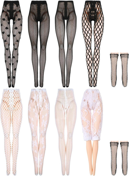 Sotiff 10 Pairs Doll Lace Stockings, Handmade Long Socks for DIY Baby Doll Clothes