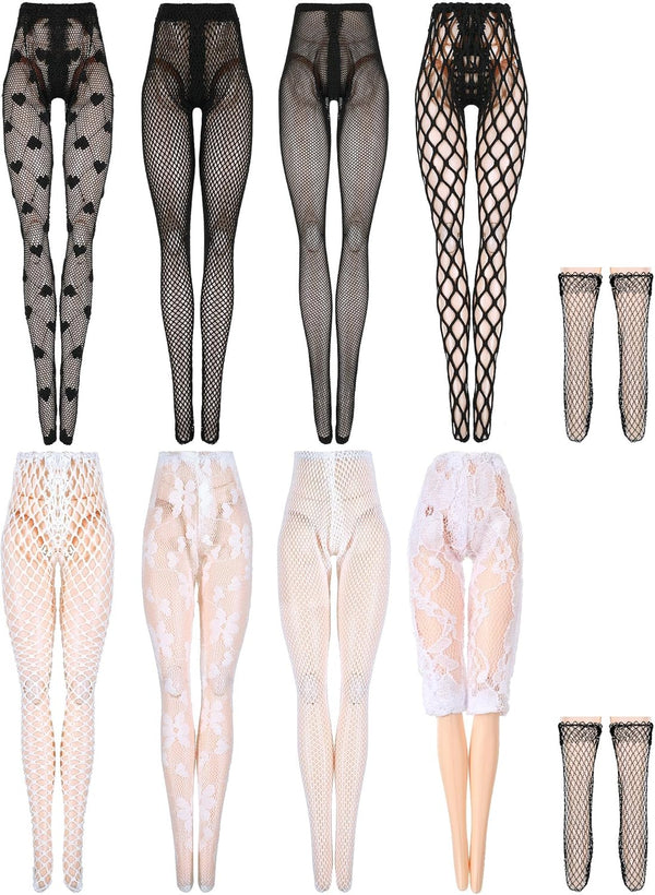 Sotiff 10 Pairs Doll Lace Stockings, Handmade Long Socks for DIY Baby Doll Clothes