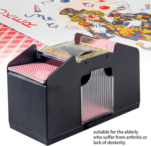 WYZworks 4 Deck Casino Automatic Card Shuffler - Battery Operated Electric Mixer for Family and Party Games