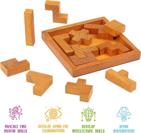 Wooden Brain Teaser Puzzles for Kids and Adults, New Level of Challenge for Mental Workout