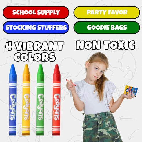 96 24 Packs) 4 Pack, Bedwina Bulk Crayons - Crayons - (Box of - - Per Premium Bright Colors for Kids and Toddlers