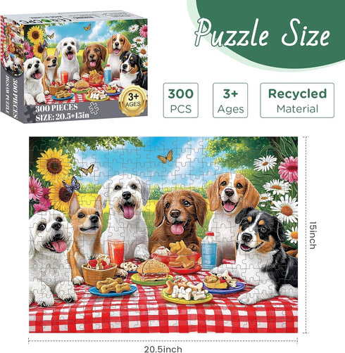 DAGIRT 300 300 20.5x15 Inches Pieces Puzzles for Adult, Dog Jigsaw Puzzles Pieces for Adults Children Seniors, Vibrant