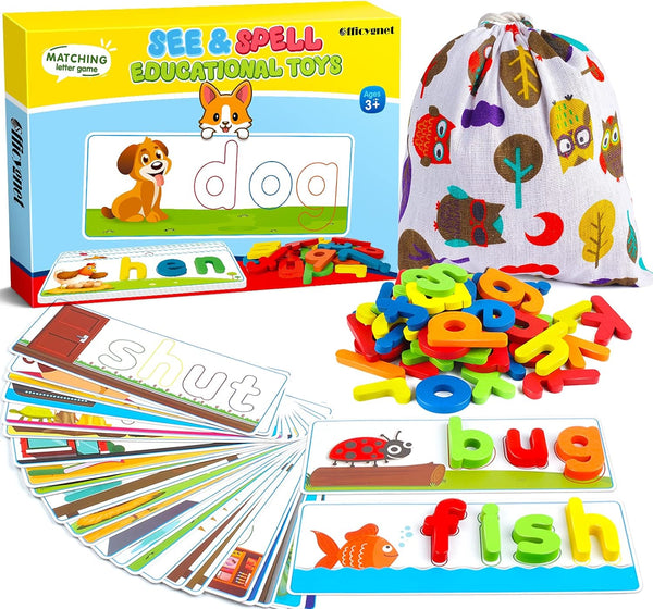 Officygnet See & Spell Educational Toys - 80 Pcs Matching Letter Game for 3-6 Years Old Boys & Girls Learning Gift