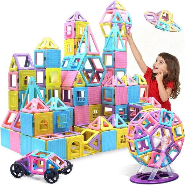 124PCS Magnetic Tiles Toys for 3 4 5 6 7 8+Year Old