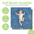 Organic Cotton Baby Muslin Blanket, Large 47x47 inches, Hypoallergenic Swaddle Blanket, Double Layer (Slate/Aquarius)