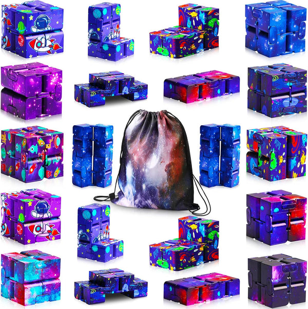 20 Pcs Galaxy Infinity Cube Toy Bulk with Bag Mini Blocks Cube