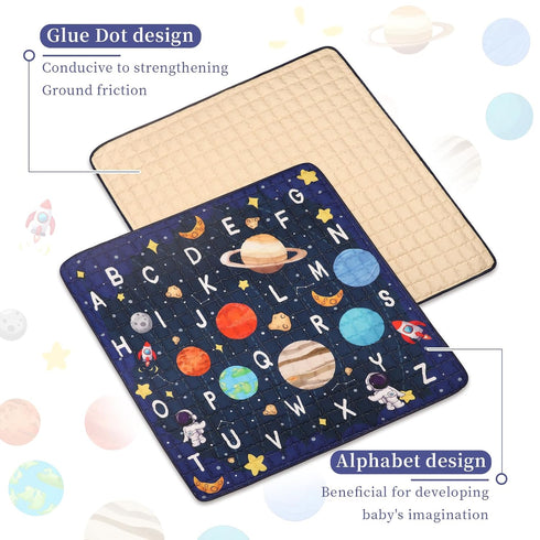 50x50 Baby Play Mat for Floor, GFU Non-Slip Playpen Mat, Thick One-Piece Crawling Mat Blue, Infants Playmat Foldable