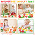 Set 1-3, 1 2 3 ATOYUS Wooden Play Food Toys for Toddlers Kids Toy Play Kitchen Accessories, Cutting Fruits Pretend Food