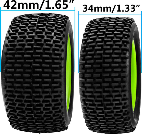 OD 88mm/3.46" Rubber Tire & Plastic Wheel Rims 12mm Hex Hub for Redcat Tornado Shockwave HPI HSP Kyosho Losi 1/10 Off