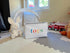 APPLE PIE ORDER Nursery basket, Storage & organizer Bin for Baby, Diapers, Wipes, Books, Toys. White Canvas fabric