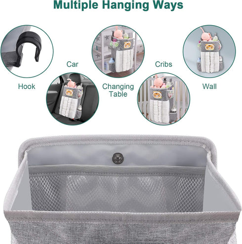 Accmor Hanging Baby Diaper Caddy Organizer, Diaper Stacker for Changing Table, Crib, Playard, Grey