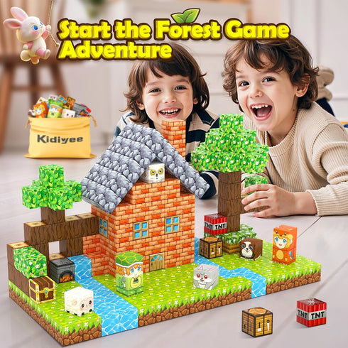 100PCS Set, 4-8, 3+ Magnetic Blocks - Build Mine Magnet World Forest STEM Building Toys for Kids Ages Classroom Must