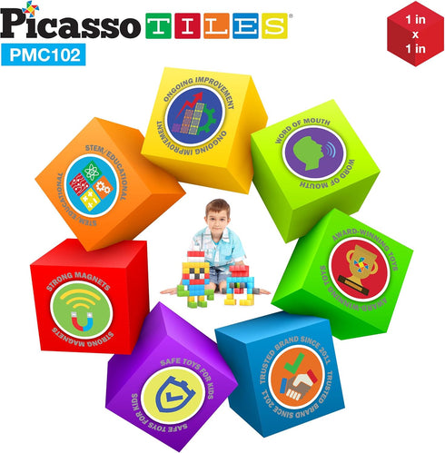 Picasso Cubes Kids 1” Magnetic Puzzle Cube, 102 Piece Mix & Match with FREE Idea Book, Sensory Toys