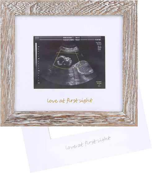 IHEIPYE Baby Love at First Sight Sonogram Keepsake Frame - Ultrasound Picture Frame for Pregnancy Announcement, Rustic