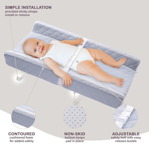 Organic Cotton Contoured Baby Changing Pad w/Waterproof Foam Mattress, Includes Soft, Removable & Washable Cover