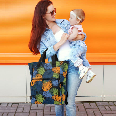 SUABO Backpack Colorful Palm Leaf Pattern Baby Diaper Bag Large Bag Waterproof Travel Diaper Bags for Moms and Dads