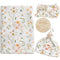 LifeTree Newborn Swaddle Set with Matching Hat and Bow Set, Wooden Birth