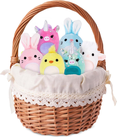 Set 6 ArtCreativity Mini Plush Animal Toys of Soft Stuffed Animals for Kids in Pastel Colors Bunny, Lamb, Chick