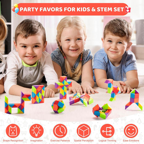Aubrogo 36pcs Boy Party Favors - Fidgets Snake Cube Puzzles Toy for Goodie Bags, Bulk Toys, Classroom Prizes Birthday