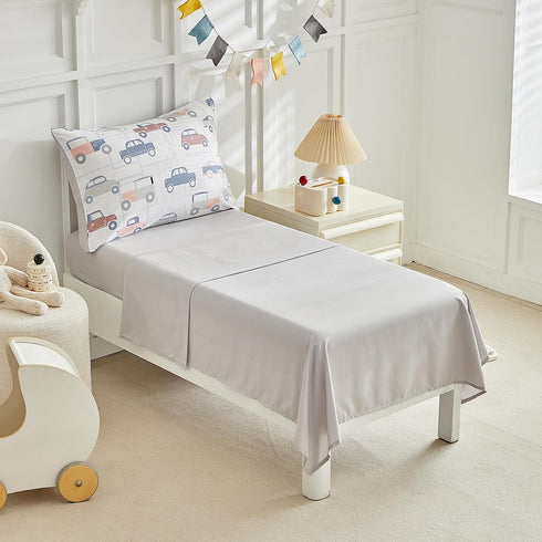 Set Boys,4 Set,Soft Set JHXHMX Car Toddler Bedding for Piece Bed-in-a-Bag Toddler Comforter Crib Bed Including