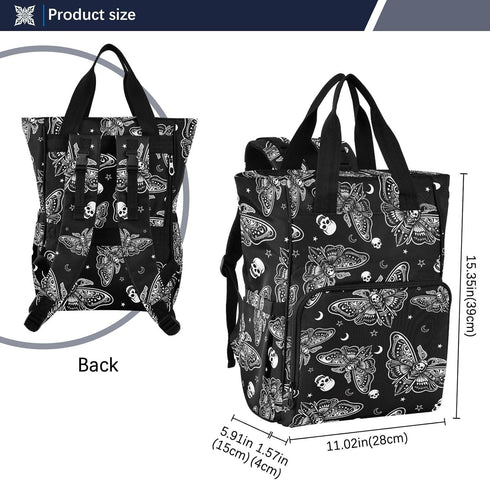 Backpack Backpacks MNSRUU Diaper Bag Moth Skull Moon Esoteric Diaper Bag Multifunction Travel Diaper Bag Tote Large