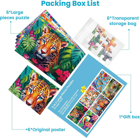 6 Packs 36 3 Pieces Large Puzzles for Seniors,Dementia Puzzles for Elderly Adults,Jigsaw Puzzles for Adults Seniors