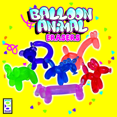 Raymond Geddes Balloon Eraser Animals - Tub of 24 (71633)