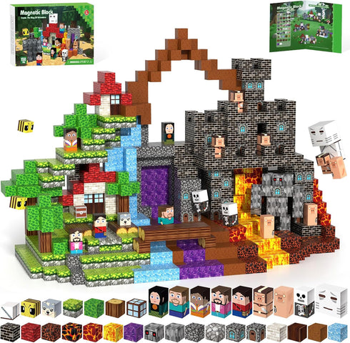 150pcs Magnetic Blocks, Magnetic Building Blocks, Magnet Tiles with Adventure World Blocks,