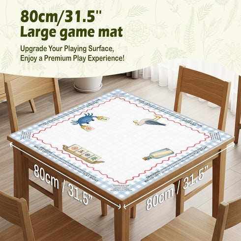 VIIJJUE 31.5 31.5 Coastal Beach Mahjong Mat x in, Blue and White Plaid Mahjong Mat for Table, Non-Slip Noise Reduction