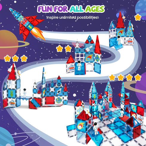 Set, 4-8, 3 4 5 6 7 8 cossy Magnetic Tiles Space Magnet Tiles with Astronaut, Magnetic Tiles for Kids Ages STEM Toys
