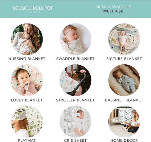 Loulou Lollipop Soft Baby Swaddle Blanket, Muslin Wrap for Newborn to Toddler, Large 47” by 47” - City NYC