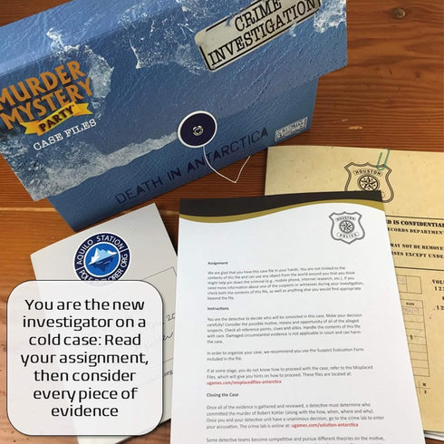 Murder Mystery Party - Death in Antarctica Case File Game for 1+ Players, Ages 14 and Up