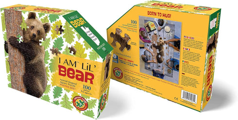 Madd Capp Puzzles Jr. - I AM Lil’ Bear - 100 Pieces Animal Shaped Jigsaw Puzzle