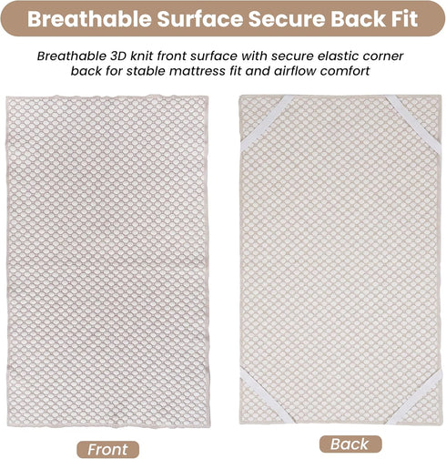 28x55, 3D Baby Cooling Crib Mattress Protector Oeko-TEX Certified, Breathable Knit, Ultra Soft, Washable, Elastic
