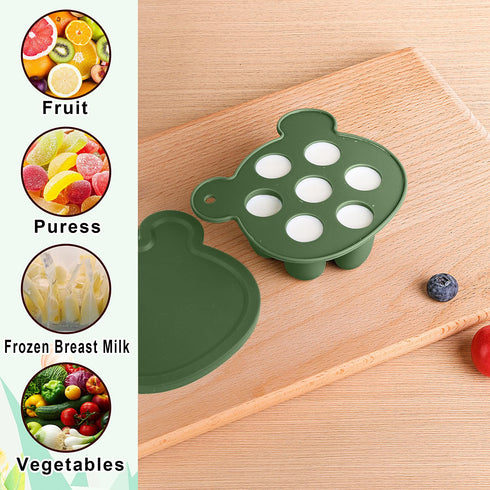 6-in-1 Set 3 Baby Fruit Feeder Pacifier & Baby Food Feeder Silicone Breastmilk Popsicle Mold with Freezer Tray